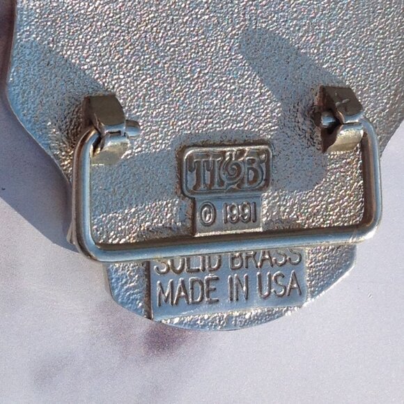 Lone Star State Texas TT&B Solid Brass Bold Silver Cowboy Belt Buckle 1991 - Picture 7 of 14